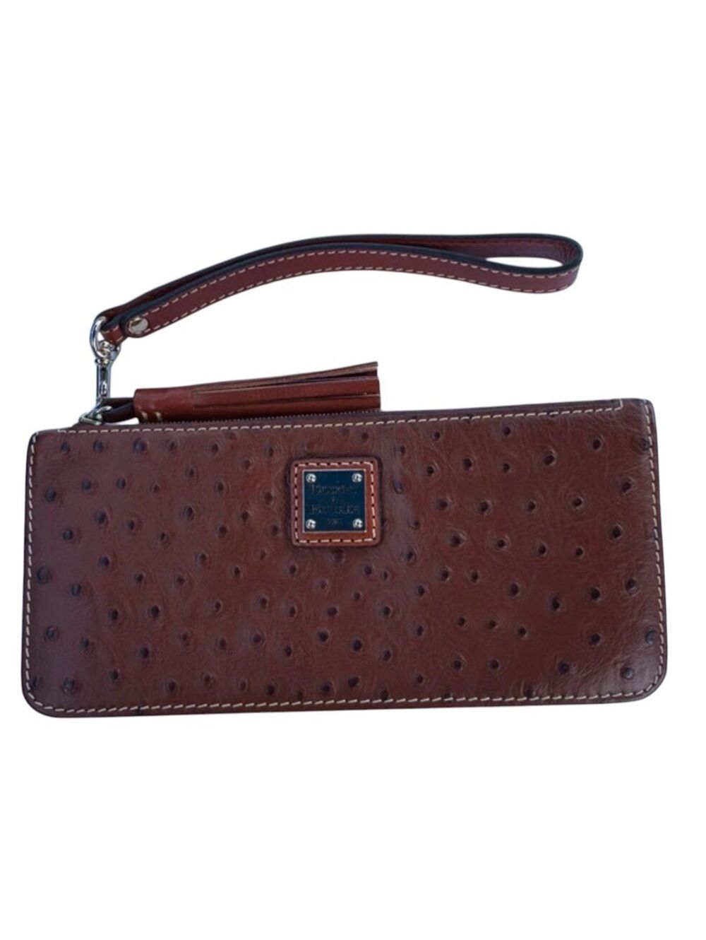 DB8. Dooney & Bourke Ostrich-Embossed Leather Slim Wristlet